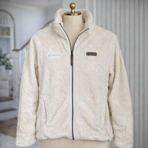 Columbia Women’s Fire Side Sherpa Fleece Full Zip Jacket Cream Ivory Size Large